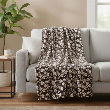 LIVMORE Flanell Decke, 150 x 220 cm, Bordeaux Wei&szlig;