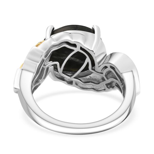 Zweifarbiger sibirischer Seraphinit und Zirkon Ring - 4,97 ct. image number 6