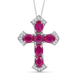Behandelter Rubin und Zirkon-Anhänger mit 45cm Kette - 6,88 ct.