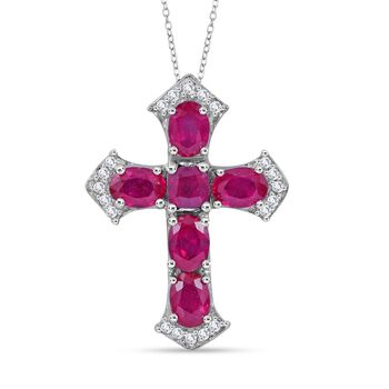 Rubin Stein Anh&auml;nger mit Kette, 925 Silber platiniert ca. 6.88 ct