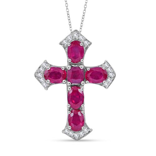 Behandelter Rubin und Zirkon-Anhänger mit 45cm Kette - 6,88 ct. image number 0