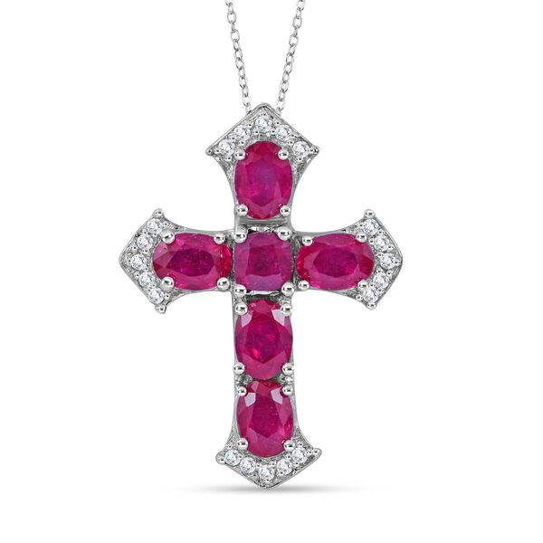 Behandelter Rubin und Zirkon-Anhänger mit 45cm Kette - 6,88 ct. image number 0