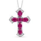 Rubin Stein Anhänger mit Kette, 925 Silber platiniert ca. 6.88 ct