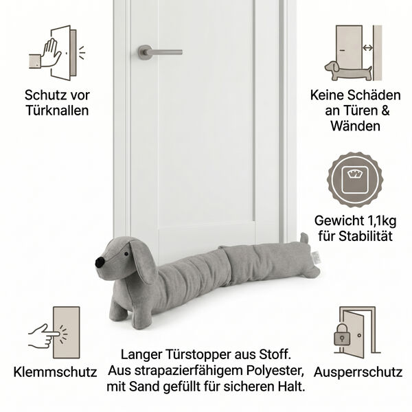 LIVMORE T&uuml;rstopper, T&uuml;rschutz, Zuschlagschutz, 86x20x11cm, Grau image number 4