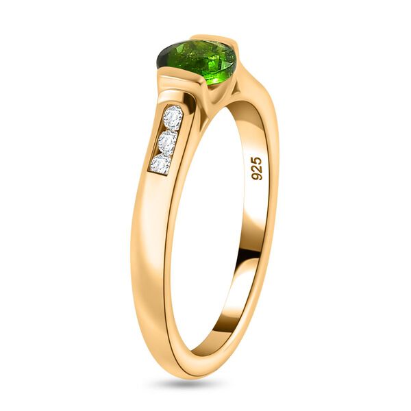 Natürlicher Chromdiopsid, Weißer Zirkon Ring 925 Silber vergoldet (Größe 19.00) ca. 0,65 ct image number 5