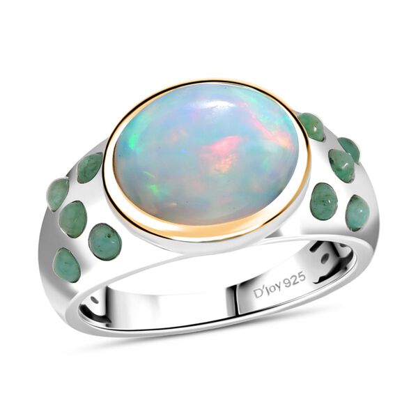 AA Nat&uuml;rlicher, &auml;thiopischer Welo Opal, Smaragd Ring 925 Silber rhodiniert (Gr&ouml;&szlig;e 18.00) ca. 2,89 ct image number 4