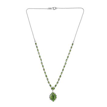 Nat&uuml;rlicher Chromdiopsid Halskette ca. 45 cm 925 Silber rhodiniert ca. 5.60 ct