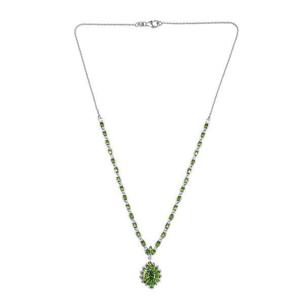 Nat&uuml;rlicher Chromdiopsid Halskette ca. 45 cm 925 Silber rhodiniert ca. 5.60 ct image number 3