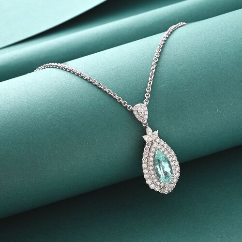 CHAIRMAN VAULT COLLECTION - AAAA Paraiba Turmalin, Weißer Diamant Anhänger, zertifiziert und geprüft, 950 Platin ca. 3.50 ct image number 1