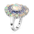 Natürlicher, äthiopischer Opal und AA Tansanit-Ring, 925 Silber platiniert  ca. 4,83 ct image number 1