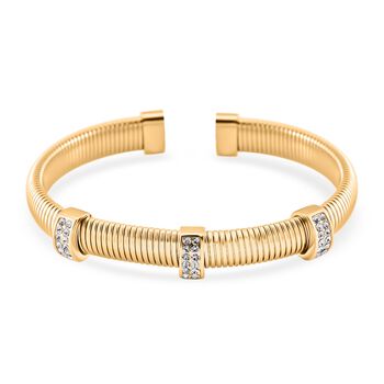 Wei&szlig;er Kristall Armband, flexibel (ca. 18 - 19 cm), 316L Edelstahl, goldfarben