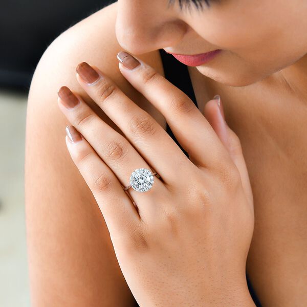 LUSTRO STELLA - wei&szlig;er Zirkonia-Ring, 925 Silber platiniert (Gr&ouml;&szlig;e 18.00) ca. 4,36 ct image number 3