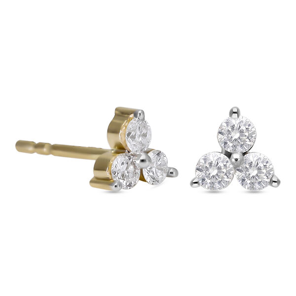 Diamant Trilogie-Ohrstecker, zertifiziert I1-I2 G-H in 585 Gelbgold image number 4