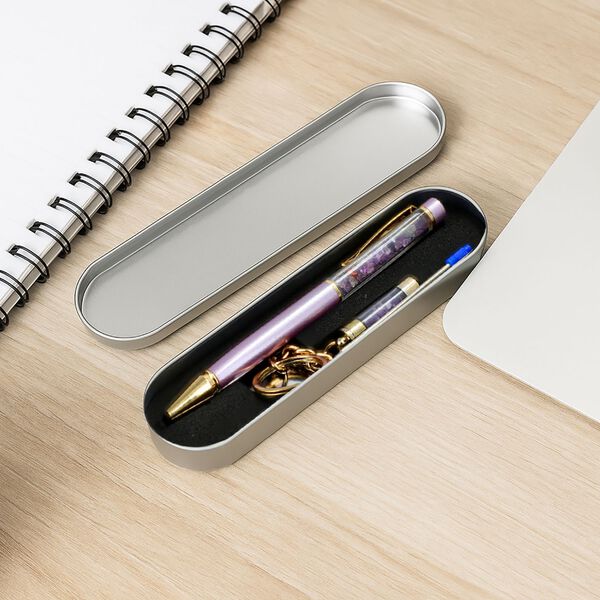 Edelstein Stift Set Amethyst, Stift Schlüsselanhänger Mine, Lila image number 2