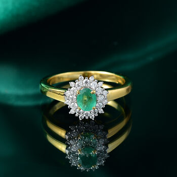 Smaragd und Moissanit Ring - 0,61 ct.