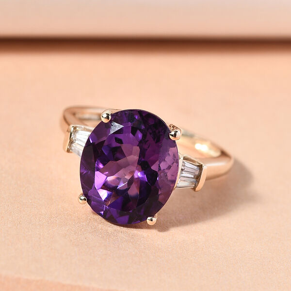 AA Lusaka Amethyst und Zirkon-Ring, 375 Gelbgold  ca. 4,66 ct image number 2