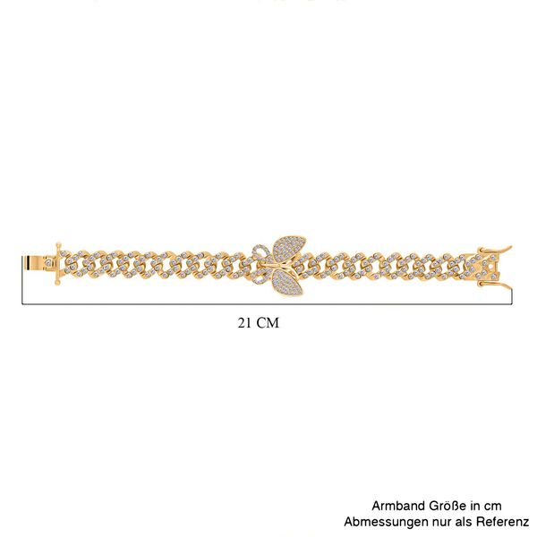 Weißes Kristall 19cm Armband in Goldton, Schmetterling image number 4