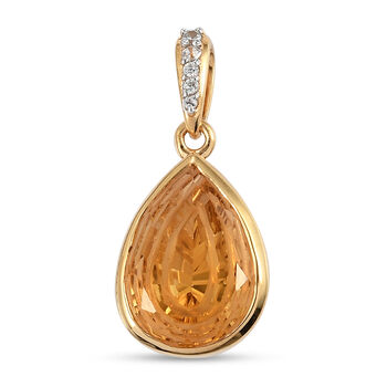 Citrin und wei&szlig;er Zirkon-Anh&auml;nger, 925 Silber vergoldet ca. 4.70 ct
