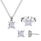 Weißer Zirkonia Schmuckset Reiner Edelstahl