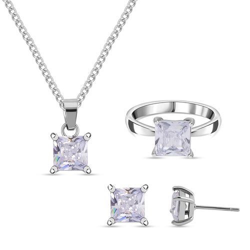 Weißer Zirkonia Schmuckset Reiner Edelstahl image number 0