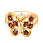 Mosambik Granat Ring 925 Silber 750 Gelbgold Vermeil (Größe 17.00) ca. 1,64 ct