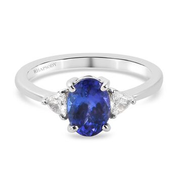 RHAPSODY - AAAA Tansanit und Diamant-Ring, 950 Platin (Gr&ouml;&szlig;e 18.00) ca. 1,55 ct