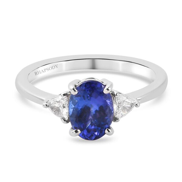 RHAPSODY - AAAA Tansanit und Diamant-Ring, 950 Platin  ca. 1,55 ct