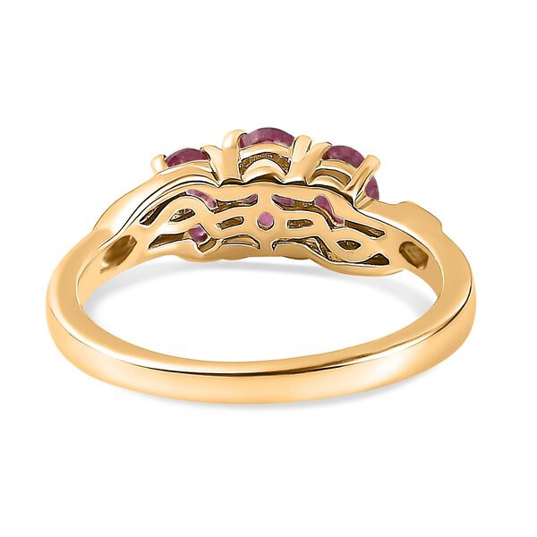 Afrikanischer Rubin (Fissure gefüllt) Ring 925 Silber 750 Gelbgold Vermeil (Größe 21.00) ca. 1,42 ct image number 6