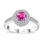 AAA Rosa Saphir, Weißer Diamant Ring, AGI zertifiziert und geprüft, 417 Gold (Größe 16.50) ca. 1.09 ct