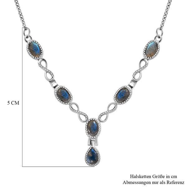 Labradorit Halskette ca. 45 cm Edelstahl ca. 2.91 ct image number 6