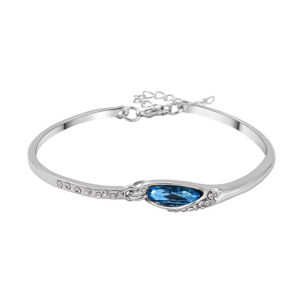 3er Set - Blaue Kristall, Wei&szlig;er Kristall Schmetterling Halskette (ca. 50 cm + 5 cm Extender), Armband (ca. 19 cm + 5 cm Extender) und Ohrringe image number 3
