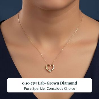 LUXURIANT SI-GH Labor Diamant Anh&auml;nger mit 50cm Kette, 925 Silber 750 vergoldet