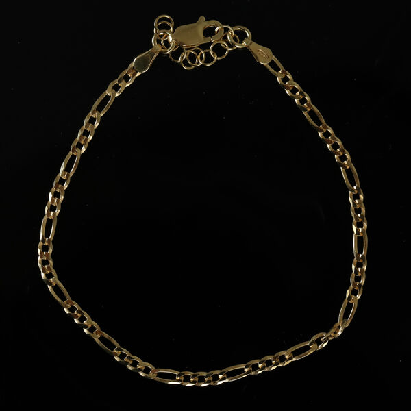 Italienisches Figaro-Armband ca. 18 cm + 2.5 cm Extender, 925 Silber vergoldet cm ca. 2,39g