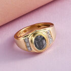 Meteorit und Zirkon Ring 925 Silber vergoldet (Größe 17.00) ca. 2,96 ct image number 1