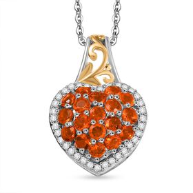 D'Joy AA Salamanca Feueropal, Weißer Zirkon Schmuckset ca. 50 cm 925 Silber rhodiniert, 925 Silber Rhodiniert und 750 Gelbgold Vermeil ca. 1,22 ct.