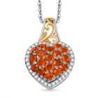 D'Joy AA Salamanca Feueropal, Weißer Zirkon Schmuckset ca. 50 cm 925 Silber rhodiniert, 925 Silber Rhodiniert und 750 Gelbgold Vermeil ca. 1,22 ct.