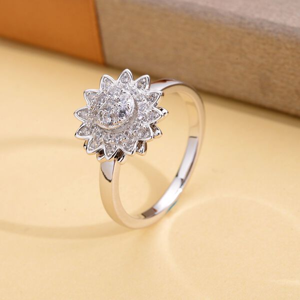 Wei&szlig;er Zirkonia Cluster-Ring, 925 Silber rhodiniert  ca. 0,65 ct image number 2