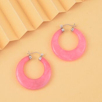 Gef&auml;rbte Rosa Jade Ohrringe 925 Silber rhodiniert ca. 78.50 ct