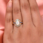 Natürlicher, äthiopischer Opal und Tansanit-Ring, 925 Silber Gelbgold Vermeil  ca. 1,79 ct image number 2