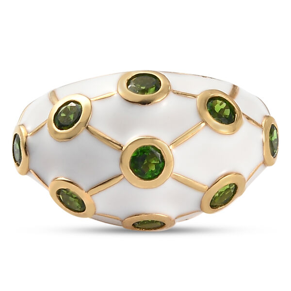 Nat&uuml;rlicher Chromdiopsid Ring 925 Silber vergoldet  ca. 0,61 ct