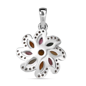 Fr&uuml;hlingsbl&uuml;te -Mehrfarbig-Turmalin Anh&auml;nger 925 Silber rhodiniert ca. 0,99 ct.