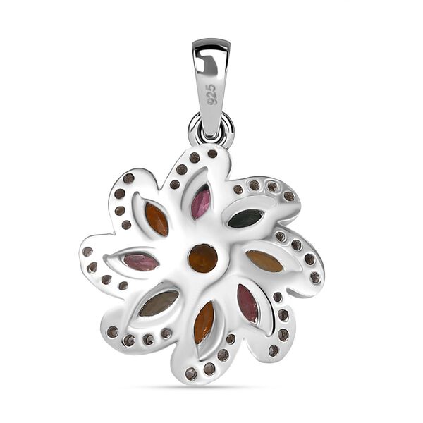Frühlingsblüte -Mehrfarbig-Turmalin Anhänger 925 Silber rhodiniert ca. 0,99 ct. image number 4