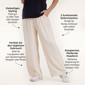 Locker geschnittene Damenhose mit Gummibund, Einheitsgr&ouml;&szlig;e, Beige