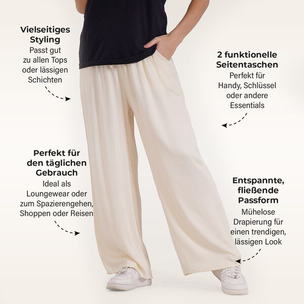 Locker geschnittene Damenhose mit Gummibund, Einheitsgr&ouml;&szlig;e, Beige image number 3