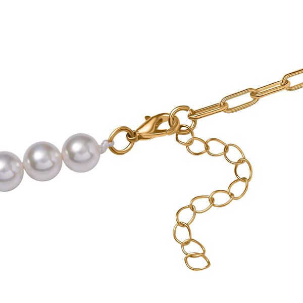 Wei&szlig;er Kristall, Wei&szlig;e Muschelkernperle Halskette ca. 50 cm  Std Gelb image number 4