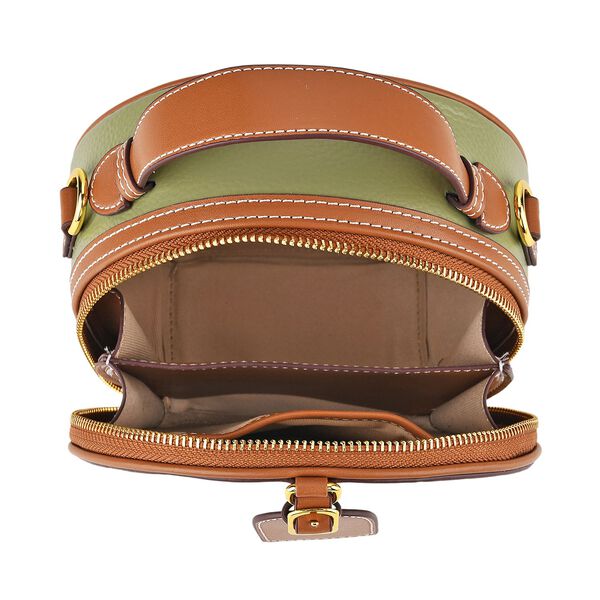 Echtleder Crossbody Tasche, 11x8x16cm, Oliv Braun image number 5