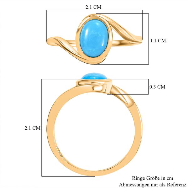 AA amerikanischer, nat&uuml;rlicher Sleeping Beauty T&uuml;rkis-Ring, 925 Silber vergoldet - 1,19 ct. image number 7