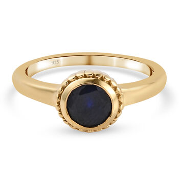 Masoala Saphir (Fissure gef&uuml;llt) Ring 925 Silber vergoldet (Gr&ouml;&szlig;e 16.00) ca. 1,30 ct