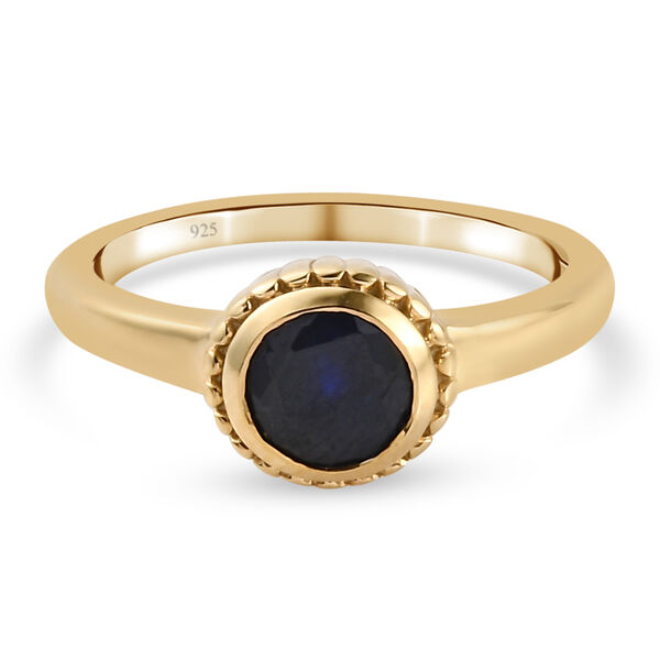 Masoala Saphir Solit&auml;r-Ring, 925 Silber vergoldet, 1,29 ct.