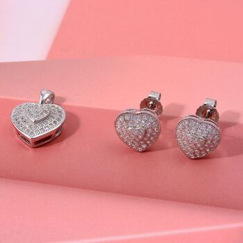 LUSTRO STELLA wei&szlig;es Zirkonia Schmuckset im Herz-Design